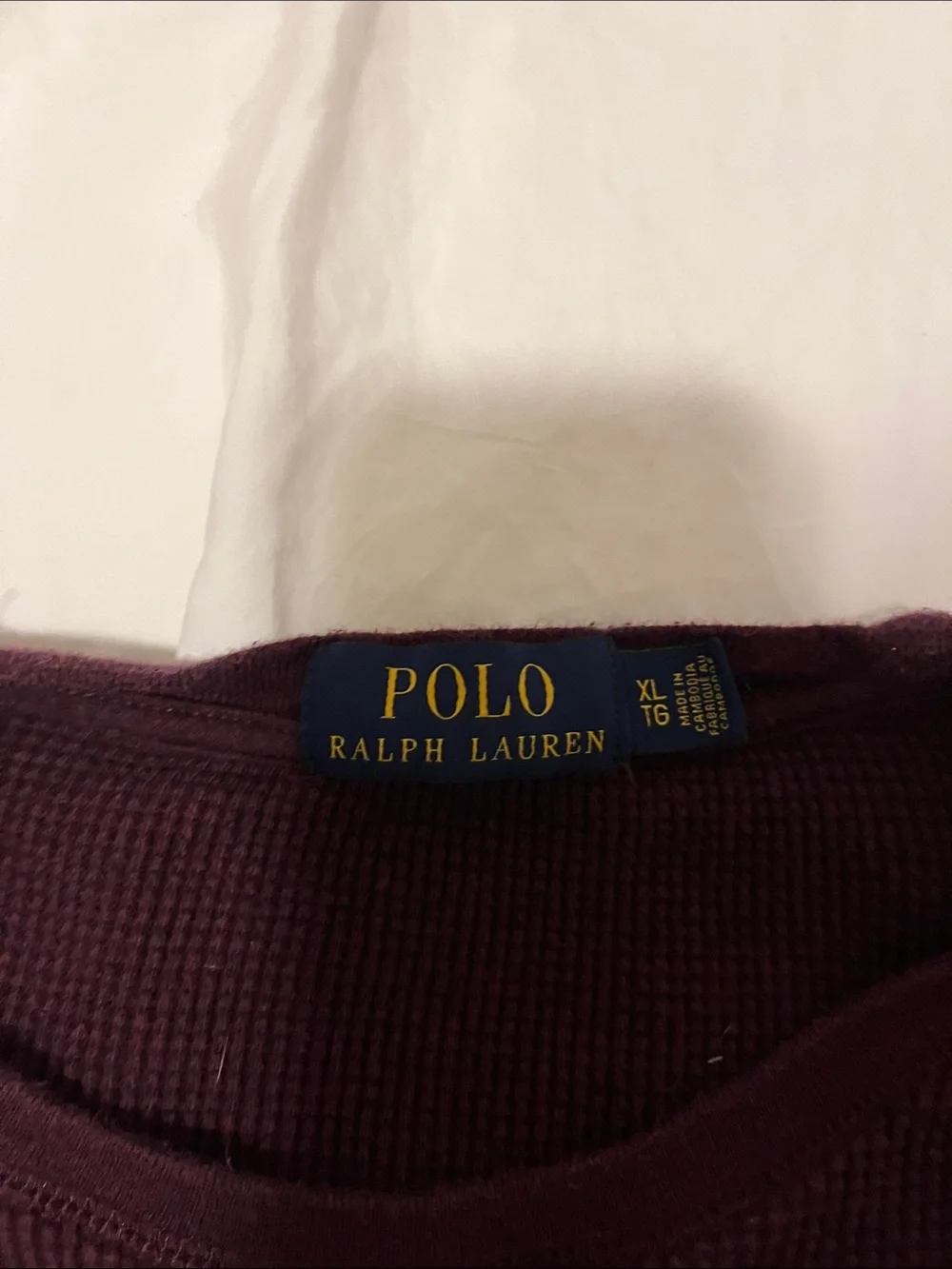 Polo by Ralph Lauren Men's Deep Burgundy Waffle Crewneck Sweater